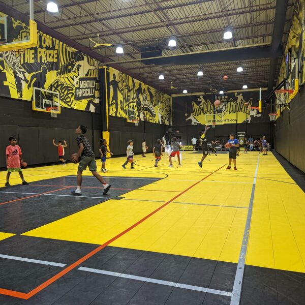 Basketball court setup at Jungle Courts